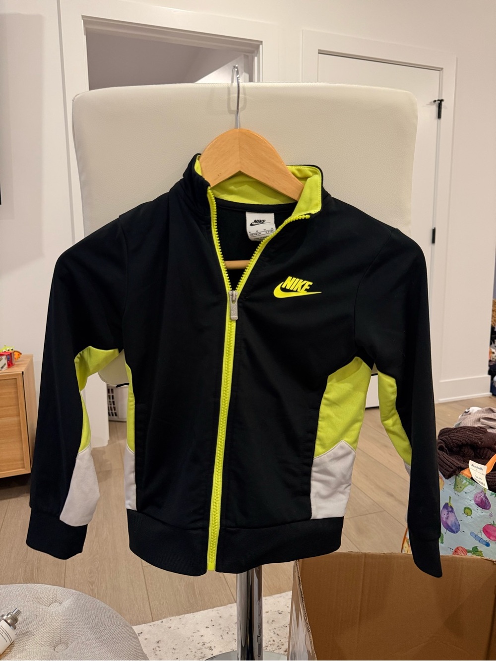 Nike Kids Black & Neon Yellow Zip Front Swim Rashguard